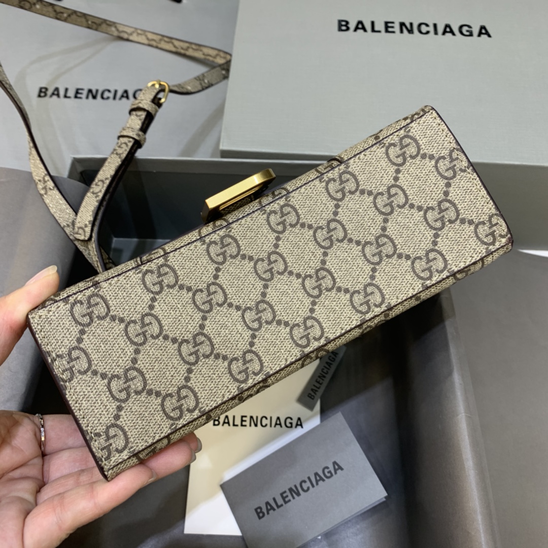 Balenciaga Hourglass XS Handbag GG Monogram Coated Canvas Shoulder Bag